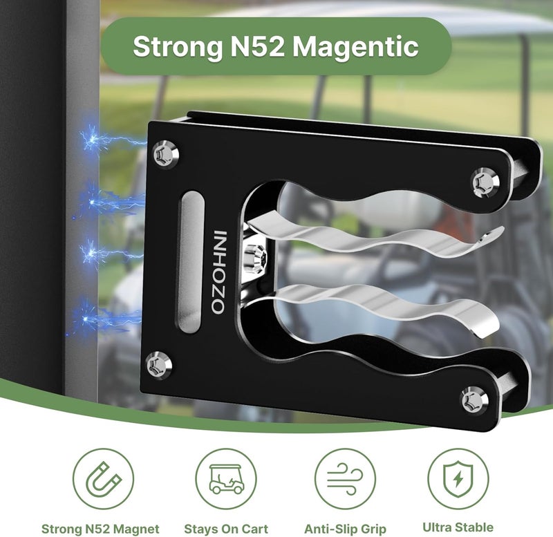 INHOZO Magnetic Cigar Holder for Golf Cart – Ultimate Golf Accessory for Cigar Lovers, Sturdy Aluminum Alloy and No Scratch Design,Secure Hold Without Falling,Cigar Accessories & Gift for Men – Black - Image 2